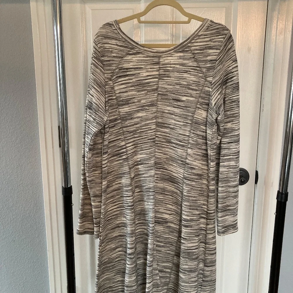 Anthropologie Saturday Sunday Long Sleeve T-Shirt Dress White Grey XL - Picture 4 of 7